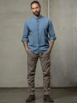 Viel-Flachs-Jeanshemd -Kleidung Verkauf EC10 4927 DB