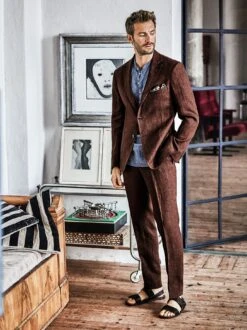 Luftstrom-Leinenanzugsakko -Kleidung Verkauf EC24 6546 DF