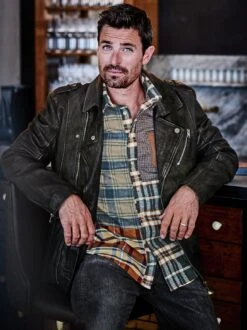 Gewaschene Bikerjacke -Kleidung Verkauf EC24 6680 DD