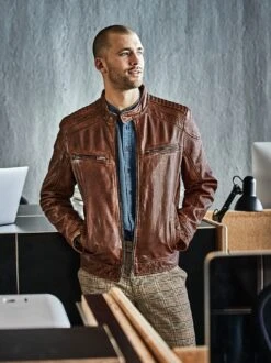 Gebrannte Bikerjacke 13 Gebrannte Bikerjacke -Kleidung Verkauf EC24 6990 DF