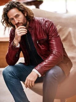 Die Rote Lederjacke -Kleidung Verkauf EC24 7654 DC 1