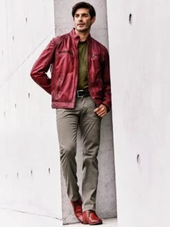 Die Rote Lederjacke -Kleidung Verkauf EC24 7654 DD 1