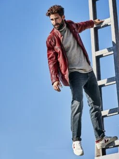 Die Rote Lederjacke -Kleidung Verkauf EC24 7654 DF